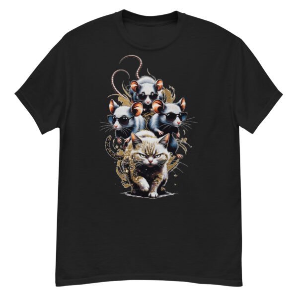 Three Mice on Cat - Sunglasses Mice Riding Grumpy Cat Graphic Tee