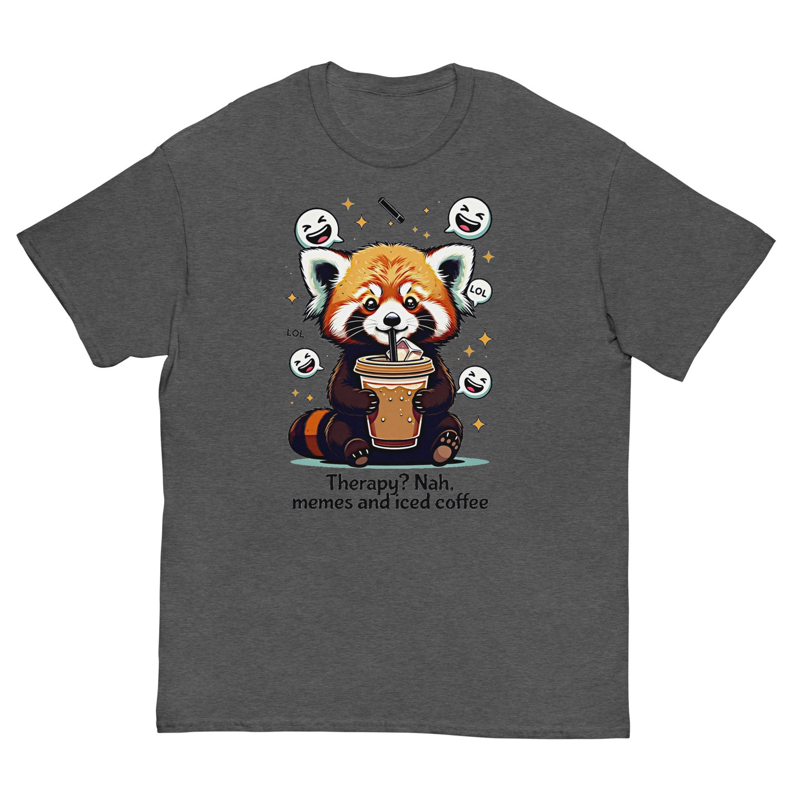 Therapy? Nah, Memes and Iced Coffee - Funny Red Panda T-Shirt