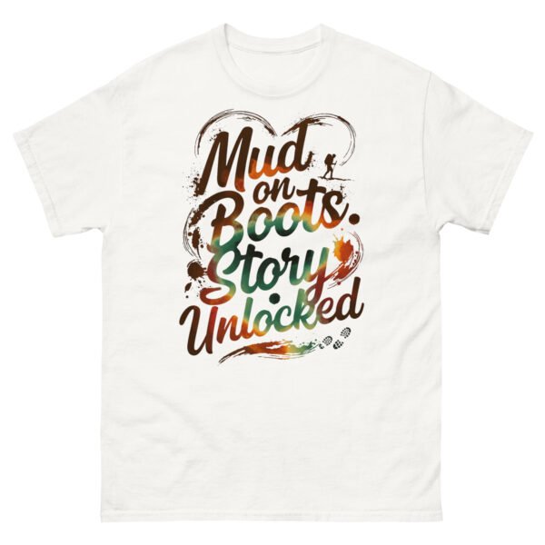 Mud on Boots. Story Unlocked — Hiker Heart Typography T-Shirt