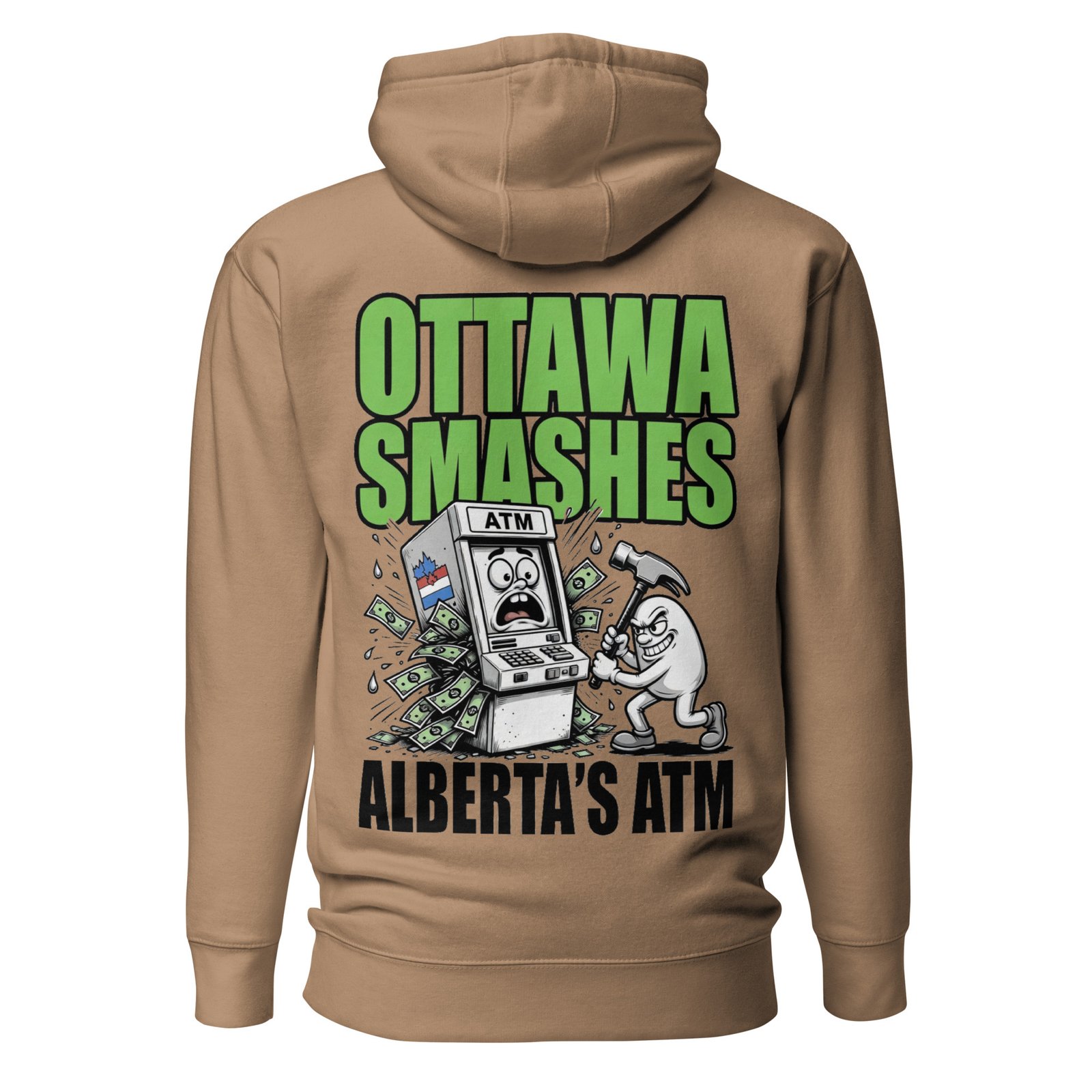 Ottawa Smashes Alberta's ATM - Satirical Cartoon Graphic Hoodie