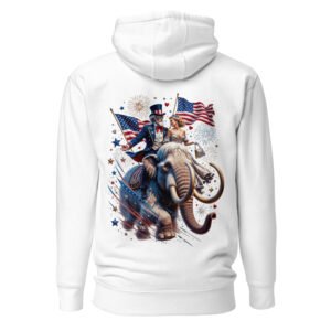 Sam and Lady Liberty Ride Again — Extinct-Proof Republic Unisex Hoodie